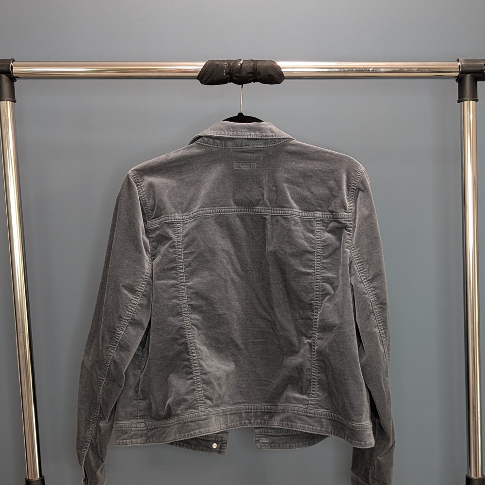 J. Jill Gray Jean Jacket Classic Suede Denim Style